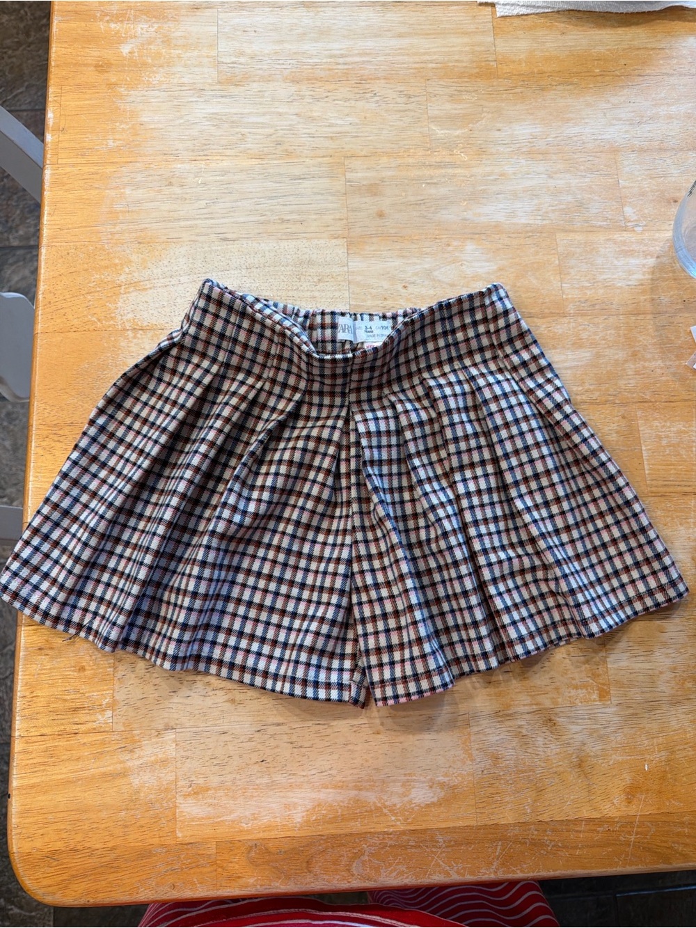 Zara Plaid Pleated Skort in Brown, Black Pink, Cream. Kids Plaid Preppy Academia